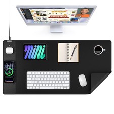 TopMade Mouse Pad with 15W Wireless Charging, XXL Large Leather Desk Mat, Waterp