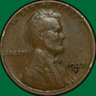 1933-D Lincoln Wheat Cent Very Fine VF Coin #34987