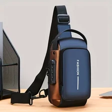 Men’s Sling Bag Crossbody Chest Pack Oxford Fabric Phone Pocket Zip Closure