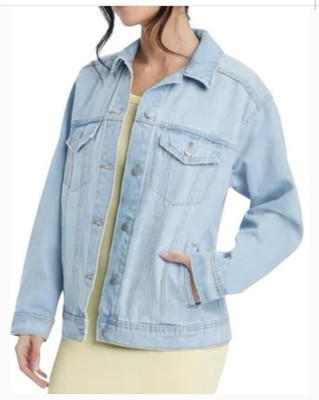Universal Thread Women's Light Wash Jacket Relaxed Fit Button Pockets Size L