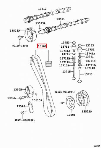 Genuine Hilux KUN36 KUN35 KUN26 KUN25 KUN16 KUN15 KUN10 2KD 1KD Timing Belt - Picture 3 of 19