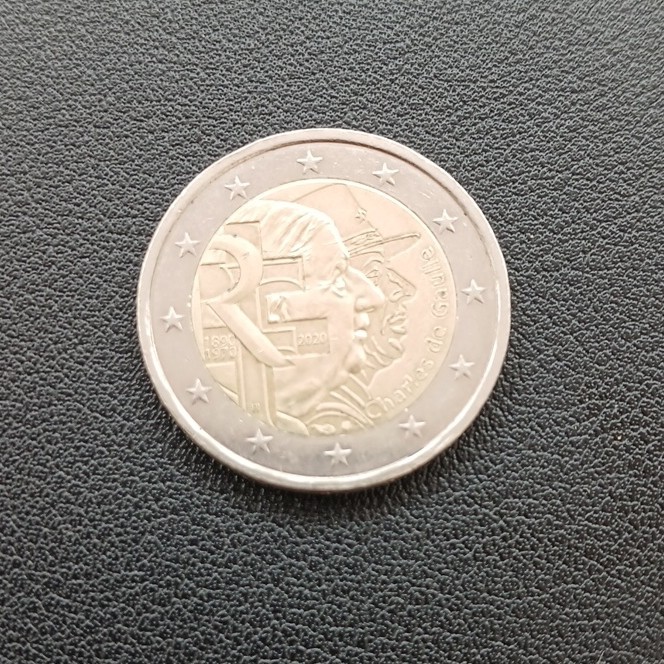 Piece 2 euros Rare charles de gaulle 2020 commémorative