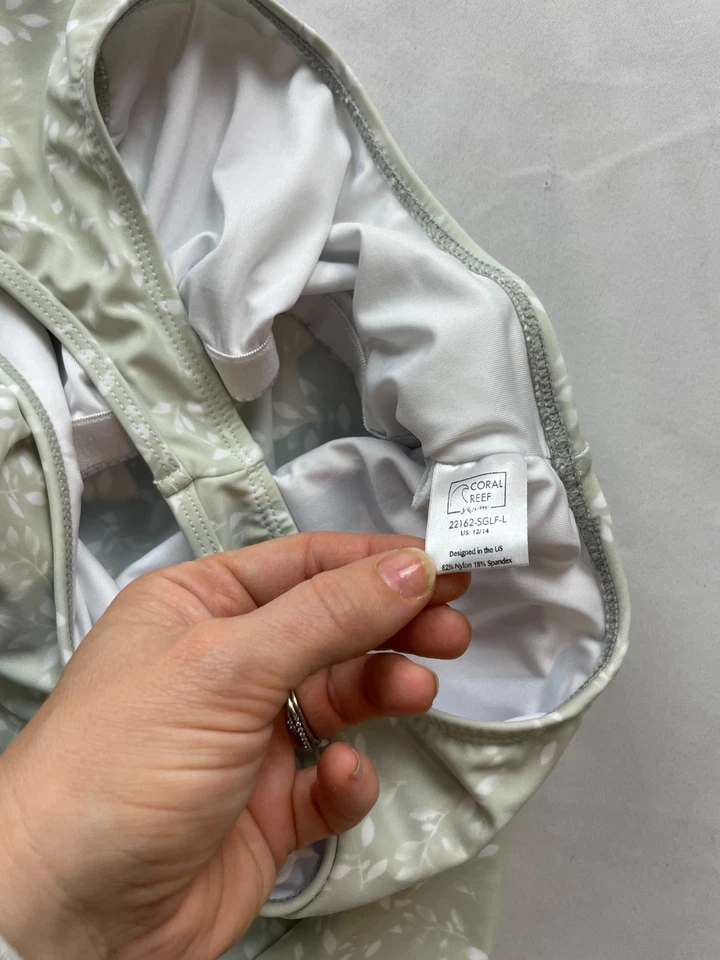 Conjunto de traje de baño de 2 piezas con estampado floral de arrecife de coral para mujer 12/14 conjunto de tankini verde salvia Foto 3 de 4