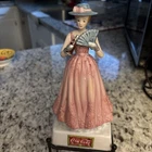 VINTAGE 2000 COCA COLA PORCELAIN VICTORIAN LADY FIGURE  PINK DRESS 8” No Chips