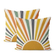 Summer Pillow Covers 16x16 Inch 2 Pcs Boho 16" x 16" Pack of 2 Boho Sun 01