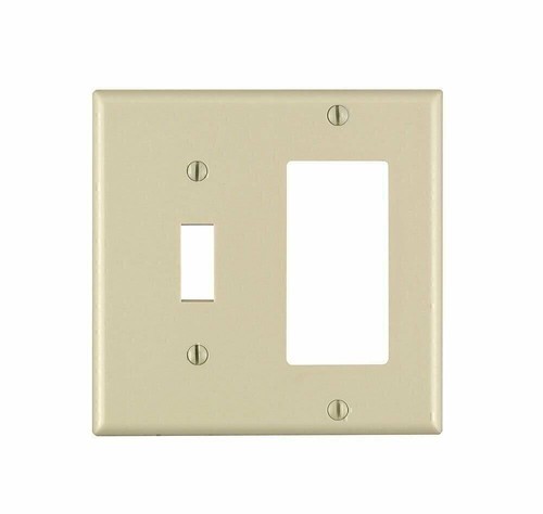 Leviton 80405-I 2-Gang 1-Toggle 1-Decora/GFCI Device Combination Wallplate, Sta - 第 1/1 張圖片