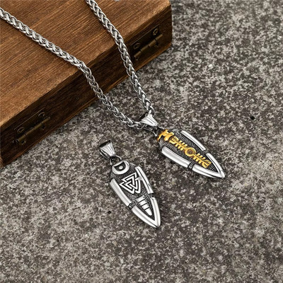 Spear Necklace Men Stainless Steel Arrowhead Pendant Viking Pendant Jewelry