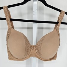 Soma Womens Sz 34DD Embraceable Full Coverage Lace Trim Bra Beige