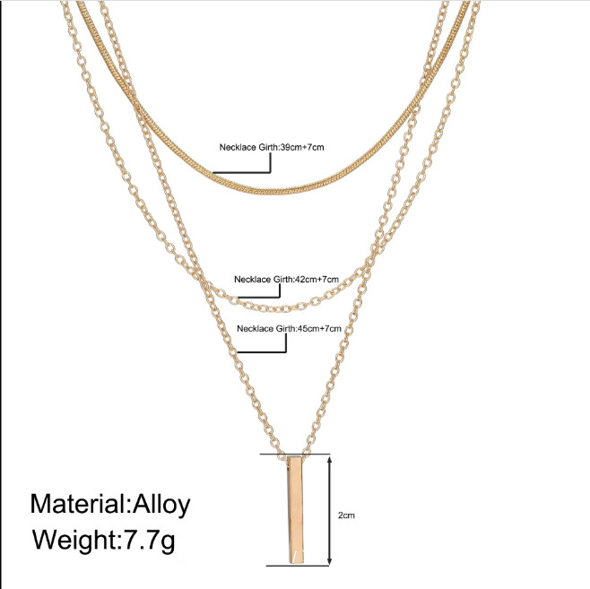 Gold Double Layered Bar Necklace for Women Minimalist Pendant Jewelry - second product detail image