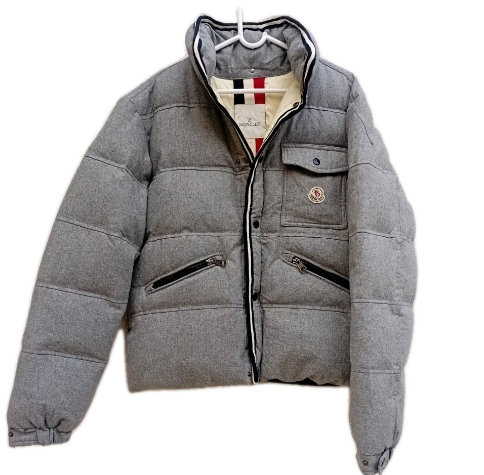 Authentic Moncler Branson Down Jacket Gray Wool B… - image 1