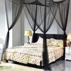 4 Corner Post Bed Canopy Mosquito Net Netting Black Full Queen King Size
