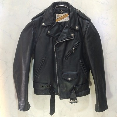 Mens Schott Schott Perfecto Biker Tag Double Riders Jacket 34 Leather USA Black