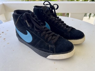 Vintage Nike Blazer High Black Vivid Blue Suede Sneakers 316664-041 - Size 9.5