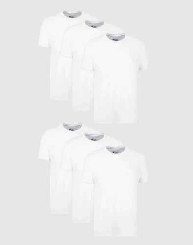 Hanes Men's White Crewneck T-Shirt 6-Pack Undershirt Tee TAGLESS FreshIQ Comfort - product listing photo