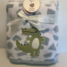 Parents Choice Plush Blanket Alligator Blue White NWT Retired