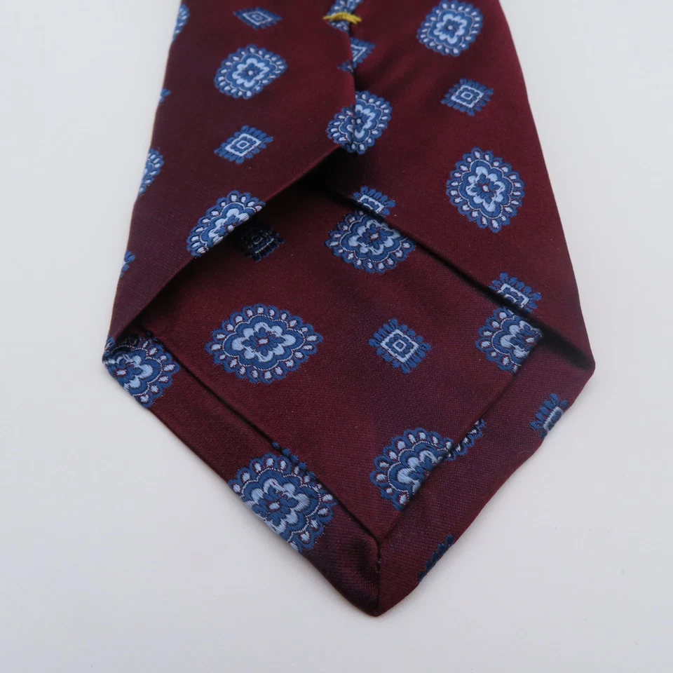 Corbata de seda Holland & Sherry azul rojo lunares siete pliegues 3,25" ancho 58" largo EE. UU. Foto 3 de 4