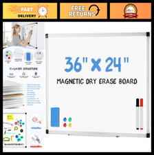 Magnetic Dry Erase Board Kit 36"x24" - Wall-Mounted, Includes Markers  Eraser