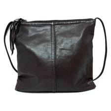 Auth JURGEN LEHL - Dark Brown Leather Shoulder Bag