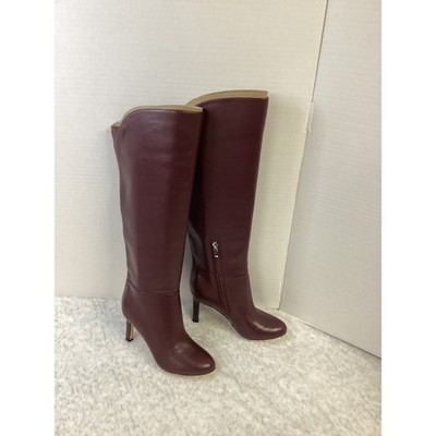 Nine West Sancha Dark Red Tall Stiletto Boots Pointed Toe Size 5 M NEW