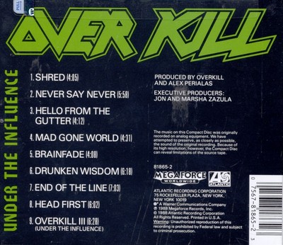 OVERKILL - UNDER THE INFLUENCE NEW CD