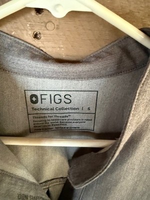 Fig Scrubs Technical Collection Athletic Grey S Top M Bottoms Green Draw String