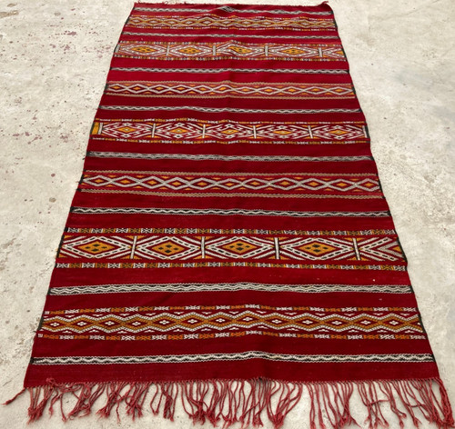 Vintage Traditional Handmade Beautiful Moroccan Kilim Floor Rug 236x122 cm