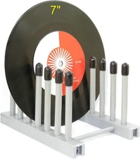 Pmsanzay Vinyl Record Holder Stand Cleaning Drying Rack Holds 6 LPs Grey