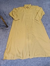 Brand New Full Length Shirt Dress Long Sleeve Mustard Buttons Modest Style