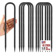 12 Inches Trampoline Wind Stakes, Heavy Duty U U-12"x5/16"-08pcs U Shape-Black