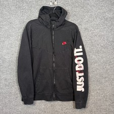 Nike Sweatshirt Youth Boys XL Black Red Just Do It Hoodie Windrunner Hybrid