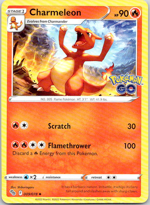 Pokemon Charmeleon 9/78 Pokemon GO Uncommon Normal LP TCG