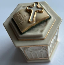 Vintage LENOX China Treasures Collection Reversible Lid Trinket Dish CROSS FAITH