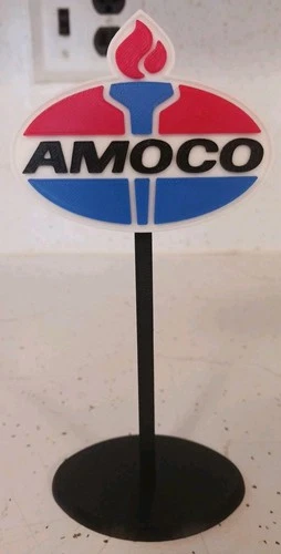 Amoco Gasoline Gas Oil Miniature 3d Printed Sign. 6.5" Tall.