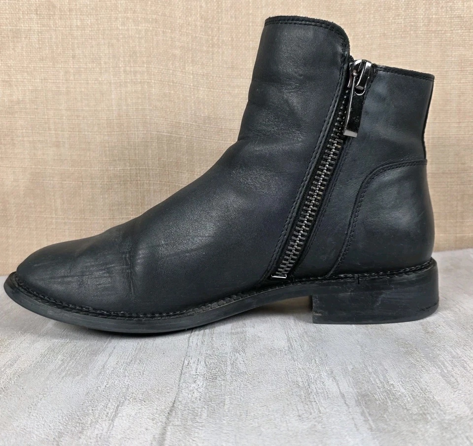 Franco Sarto Harmona Botines Cuero Negro Botas Cremallera Lateral Para Mujer Talla 9M Foto 2 de 4