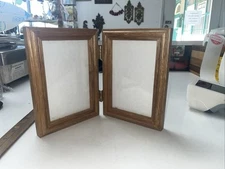 Double Fold Picture Frame 3.5x5  Folded Hinged Light Wood