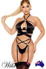 NEW Forplay Soft Life Satin Criss Cross 2 Piece Bra & Panty Set, Wild Secrets