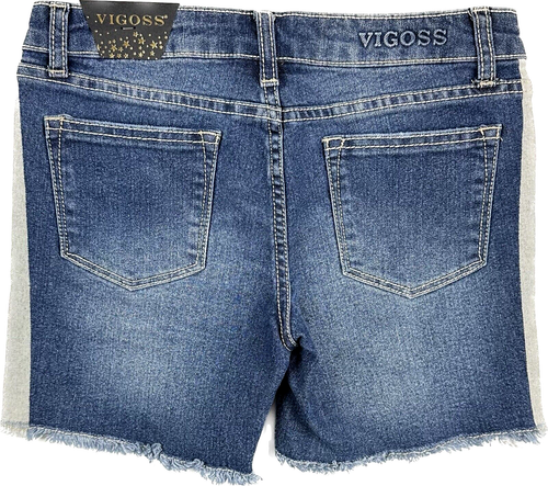 Vigoss Kids Blue Cotton Stretch Frayed Hem NY Bermidi Denim Jean Shorts Sz 14 - Picture 2 of 4