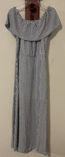 Maurices Womens Medium Blue & White Striped Sleeveless Long Maxi Dress! A930