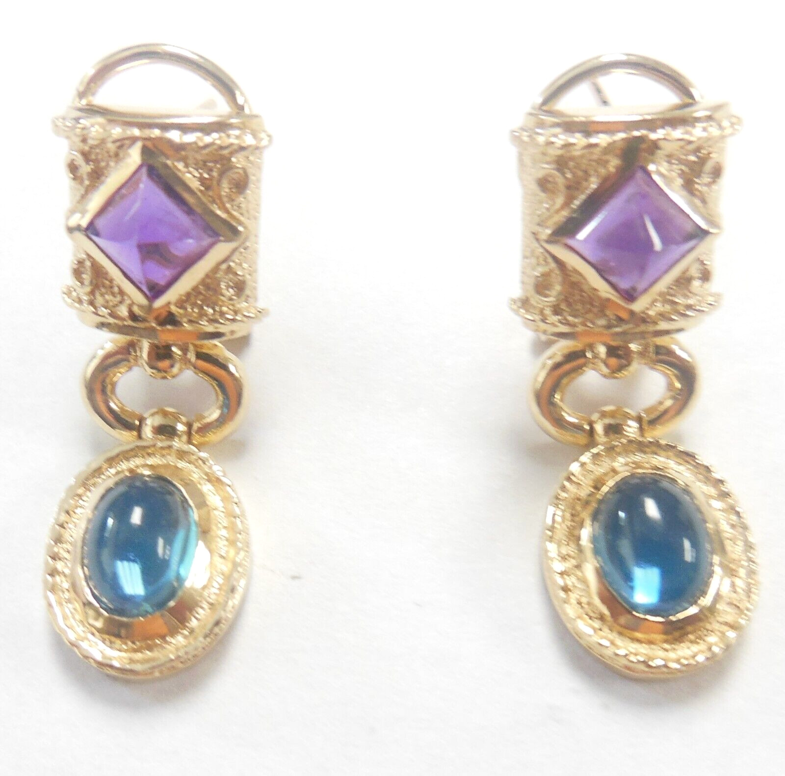 Multi-Colored Gem 14K  Solid Yellow Gold Pendant … - image 4