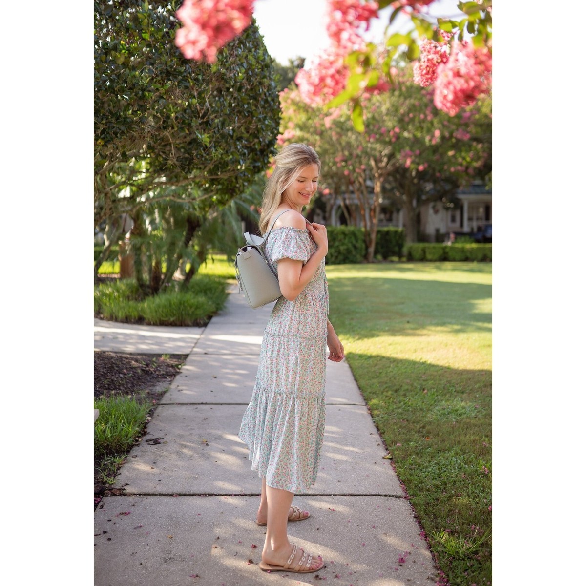 j crew puff sleeve midi dress NWT J. Crew Women's Size XXL Midi Dress Smocked Puff Sleeve Blue Floral Print
