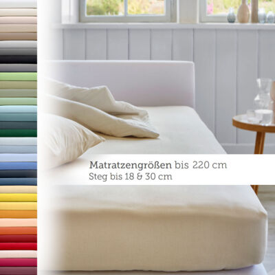 Cotonea Bio Jersey Spannbettlaken von 90x220 bis 200x220 - Überlänge bis 220 cm