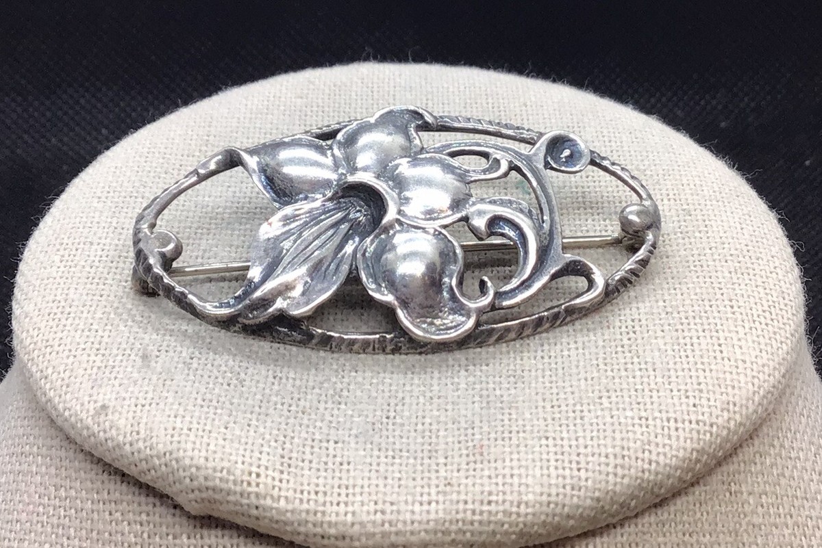 Antique Sterling Silver 925 Floral Pin Y810 | eBay
