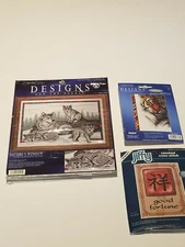 Vintage (Janlynn, Designs For The Needle, Jiffy) Cross Stich Lot ×3 New Sealed.