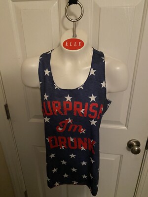 Surprise I'm Drunk Tank Top Women S patriotic USA Red, White,  Blue Shirt Stars