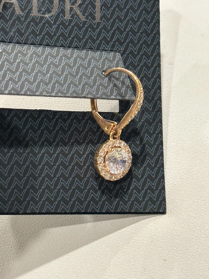 Pendiente Nadri Enmarcado Redondo Circonita Cúbica Gota ÚNICO Tono Oro Rosa Foto 3 de 3