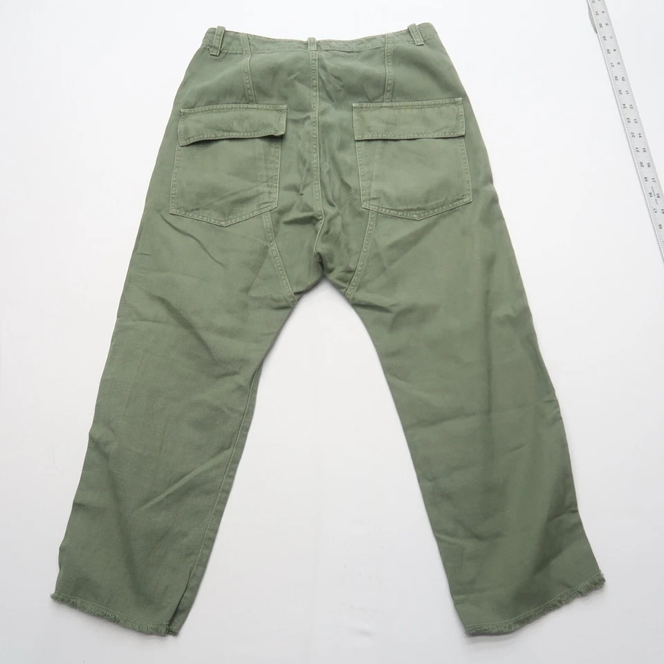 Pantalones Luna Nili Lotan para mujer talla 2 verde entrepierna caída mezcla de lino Foto 2 de 4