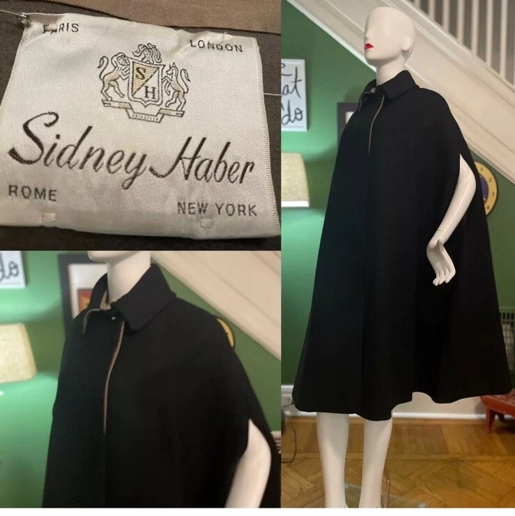 RARO Sydney Haber NY París Roma DE COLECCIÓN CAPA DE LANA PEQUEÑA Azul Marino 🌻 Foto 2 de 4