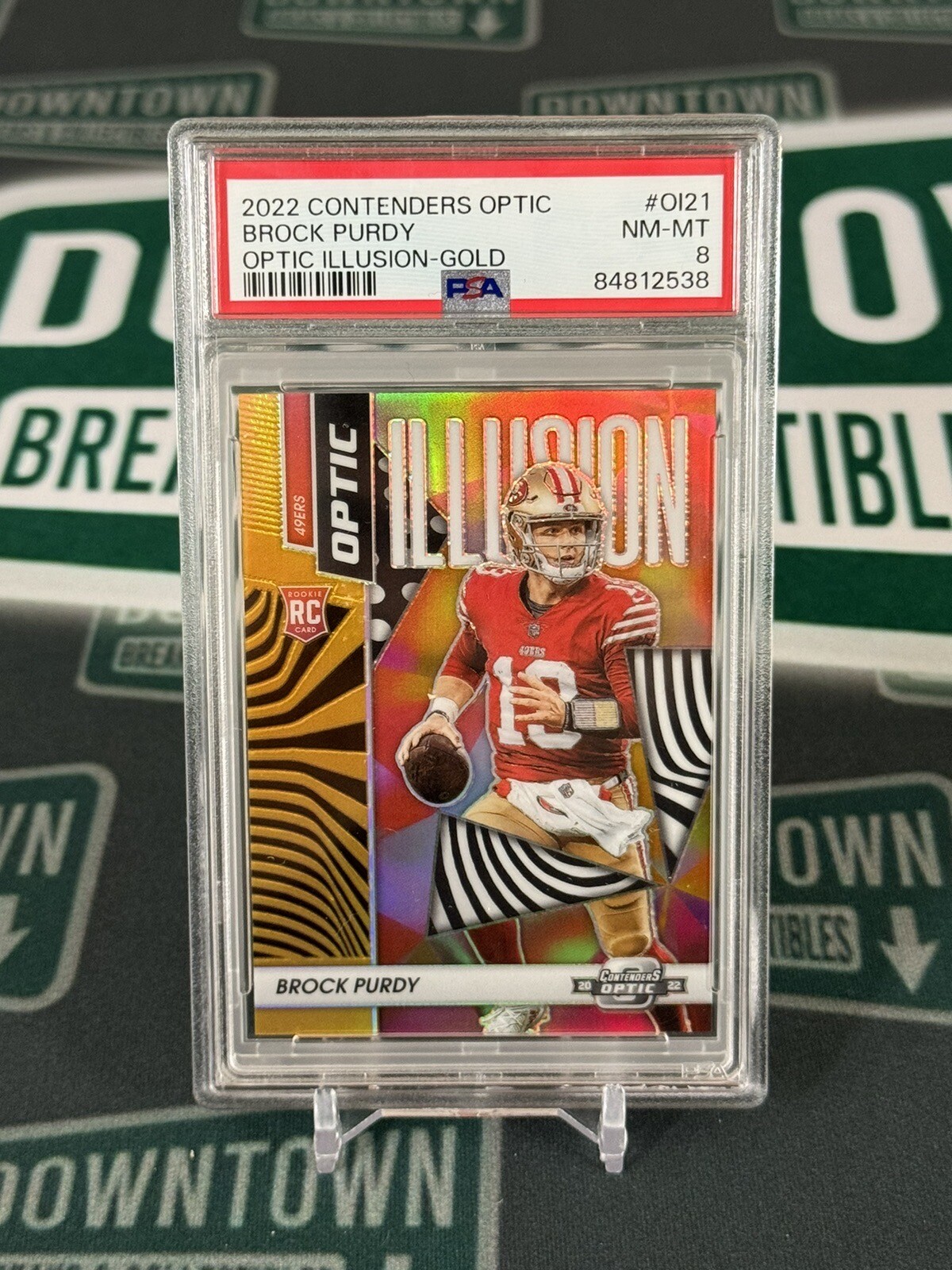 Brock Purdy Panini Contenders Optic Optic Illusion #OI21 Gold