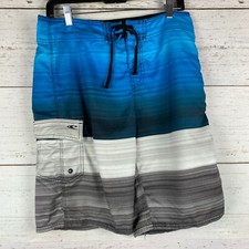 O'neill Board Shorts Blue Gray Color Fade Stripes Men's Size 30