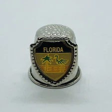 Vtg Florida Souvenir Metal Thimble 